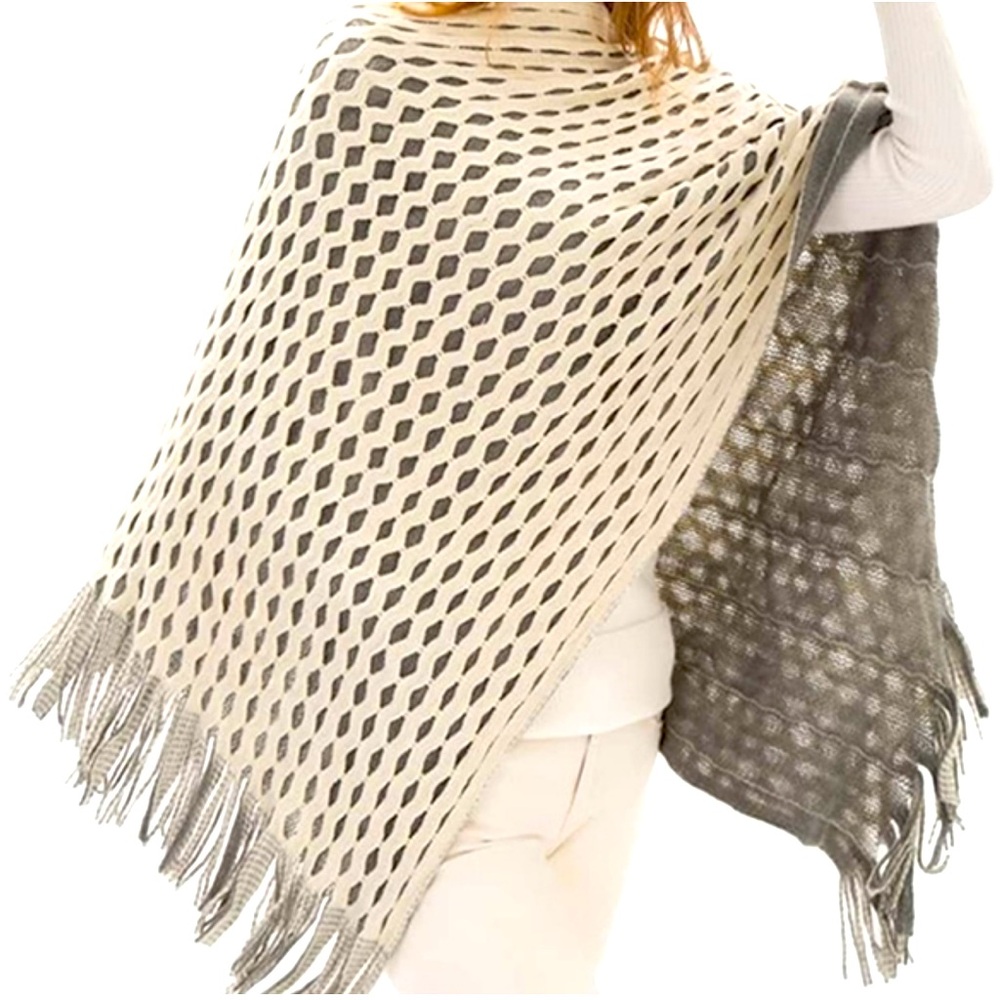 Max Edition, Tassel Shawl, gray, and white small-medium